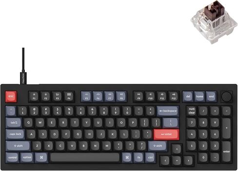 Keychron V5 Wired Custom Mechanical Keyboard Knob Version, 96% Layout QMK/VIA Programmable with Hot-swappable Keychron K Pro Brown Switch Compatible with Mac Windows Linux Black (Non-Transparent) in Saudi Arabia