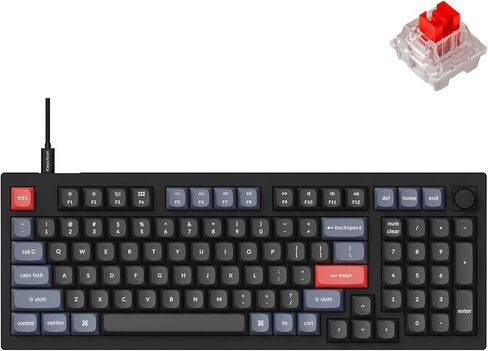 Keychron V5 Wired Custom Mechanical Keyboard Knob Version, 96% Layout QMK/VIA Programmable with Hot-swappable Keychron K Pro Brown Switch Compatible with Mac Windows Linux Black (Non-Transparent) in Saudi Arabia