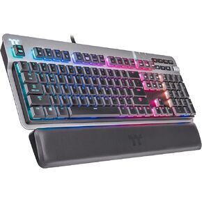 لوحة مفاتيح Thermaltake Argent K6 RGB ميكانيكية منخفضة الشكل للألعاب Cherry MX Red ، لوحة Alumiunm العلوية، مقبض متعدد الوظائف ، مسند المعصم ، GKB-KB6-LRSRUS-01 in Saudi Arabia