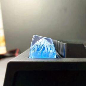 Handmade Mt .Fuji Backlit Resin Artisan Keycap R4/Esc Key Cap Shine Through Translucent SA Profile for Cherry MX Switch Gaming Mechanical Keyboard,Snow Mountain(Black)