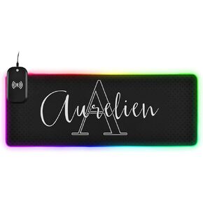 Black Custom Wireless Charging Mouse Pad for Mobile Phone Personalized Extra Large Gaming Mousepad with 13 Lighting Modes Mouse Mat for Office Home Gaming MacBook PC Laptop Desk in Kuwait