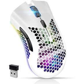 VEGCOO Wireless Gaming Mouse, C23 Silent Click Wireless Rechargeable Mouse with Colorful LED Lights and 3 Level DPI 400mah Lithium Battery for Laptop and Computer (Black) in Kuwait