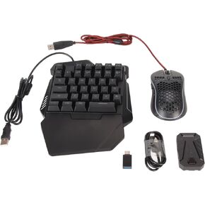 Diydeg One Handed RGB Gaming Keyboard and Mouse Combo for Master Pro for PS5 4 for Switch, Half Hand Keyboard Mouse Converter Combo Wired Keypad Mouse Adapter Set, Mobile Game Converter in Kuwait