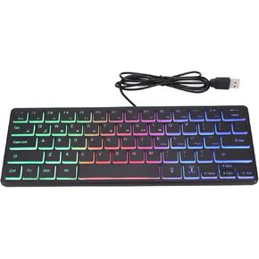 ASHATA Mini USB Wired Gaming Keyboard 64 Keys RGB Backlights Computer Gaming Keyboard for Desktop Notebook Computer, Plug and Play in Saudi Arabia