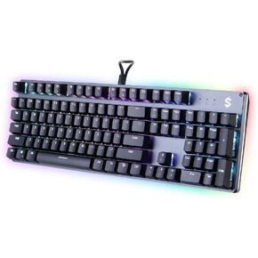 Black Shark Mechanical Gaming Keyboard with Red Switch, Rainbow LED Backlit Computer Keyboard, 104 Keys Programmable & Macro USB Keyboard for Windows, PC, Desktop Gamer in Saudi Arabia