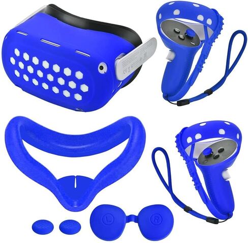 VR Accessories,Silicone face Cover,Shell Cover,Touch Controller Grip Cover,Silicone Handle Strap Combo,Protective Lens Cover Compatible with Oculus Quest 2 in Kuwait