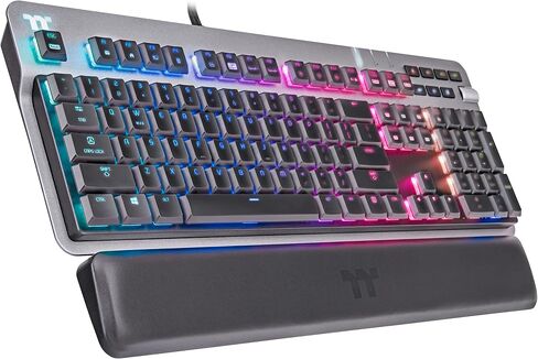لوحة مفاتيح Thermaltake Argent K6 RGB ميكانيكية منخفضة الشكل للألعاب Cherry MX Red ، لوحة Alumiunm العلوية، مقبض متعدد الوظائف ، مسند المعصم ، GKB-KB6-LRSRUS-01 in Saudi Arabia
