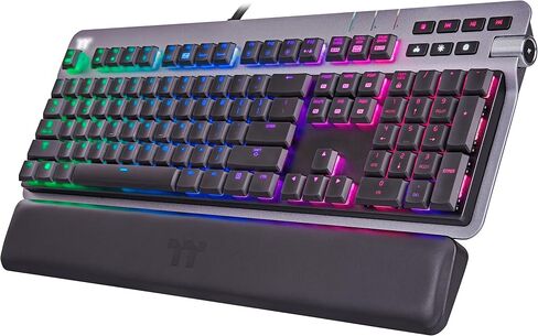 لوحة مفاتيح Thermaltake Argent K6 RGB ميكانيكية منخفضة الشكل للألعاب Cherry MX Red ، لوحة Alumiunm العلوية، مقبض متعدد الوظائف ، مسند المعصم ، GKB-KB6-LRSRUS-01 in Saudi Arabia