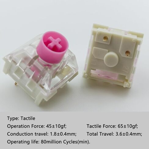 Zjmehty Silent Keyboard Switches,Kailh Box Silent Pink Switches for Mechanical Keyboard,3-pin 35gf Linear/Typing&Gaming/Waterproof Switches(Mute Pink,108Pcs) in Saudi Arabia