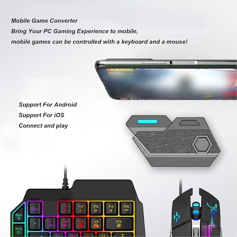 One Handed RGB Gaming Keyboard and Mouse Combo, Professional Half Keyboard Gaming Set, PUBG Gaming Mechanical Keyboard, for PUBG Mobile, League of Legends in Kuwait