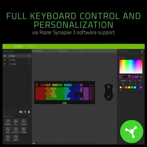 Razer Cynosa Chroma Gaming Keyboard: Individually Backlit RGB Keys - Spill-Resistant Design - Programmable Macro Functionality - Quiet & Cushioned in Saudi Arabia