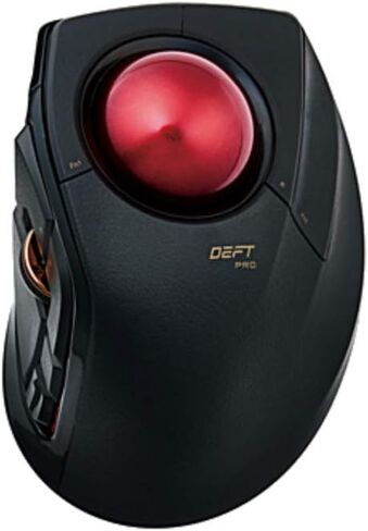 ELECOM DEFT PRO Trackball Mouse, Wired, Wireless, Bluetooth, Finger Control, Ergonomic Design, 8-Button Function, Optical Gaming Sensor, Smooth Red Ball, Windows11, MacOS(M-DPT1MRBK) in Saudi Arabia