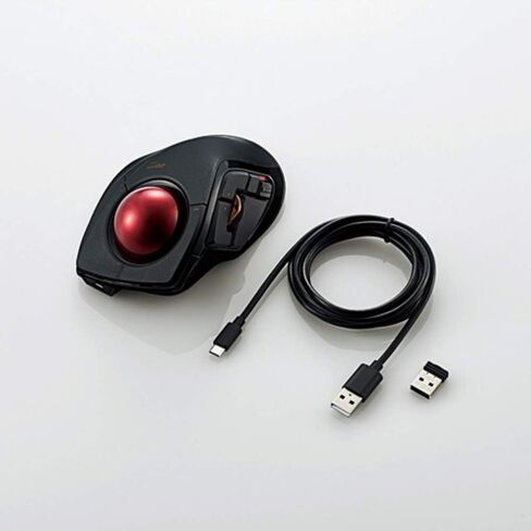 ELECOM DEFT PRO Trackball Mouse, Wired, Wireless, Bluetooth, Finger Control, Ergonomic Design, 8-Button Function, Optical Gaming Sensor, Smooth Red Ball, Windows11, MacOS(M-DPT1MRBK) in Saudi Arabia
