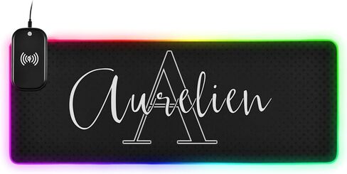 Black Custom Wireless Charging Mouse Pad for Mobile Phone Personalized Extra Large Gaming Mousepad with 13 Lighting Modes Mouse Mat for Office Home Gaming MacBook PC Laptop Desk in Kuwait