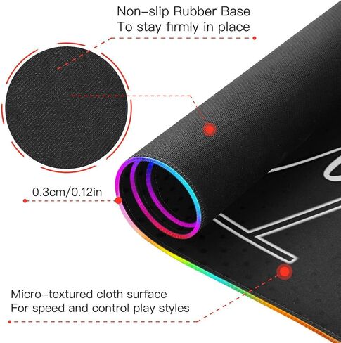 Black Custom Wireless Charging Mouse Pad for Mobile Phone Personalized Extra Large Gaming Mousepad with 13 Lighting Modes Mouse Mat for Office Home Gaming MacBook PC Laptop Desk in Kuwait