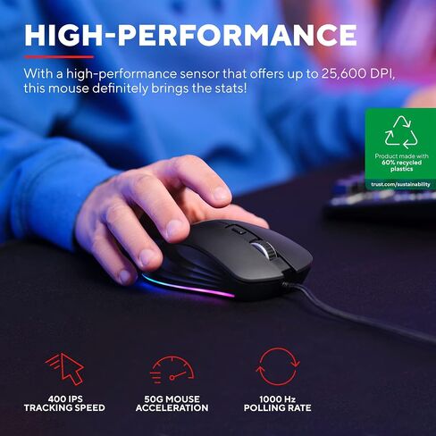 GXTrust Ybar+ High Performance Gaming Mouse 25,600 DPI, Black in Kuwait