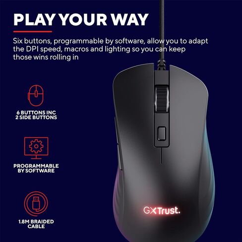 GXTrust Ybar+ High Performance Gaming Mouse 25,600 DPI, Black in Kuwait