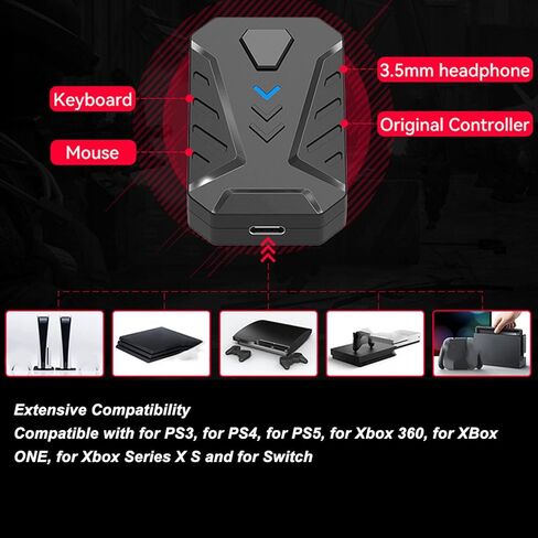 Diydeg One Handed RGB Gaming Keyboard and Mouse Combo for Master Pro for PS5 4 for Switch, Half Hand Keyboard Mouse Converter Combo Wired Keypad Mouse Adapter Set, Mobile Game Converter in Kuwait