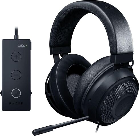 سماعة الألعاب Razer Kraken Tournament Edition THX 7.1 بصوت محيطي: ميكروفون قابل للسحب لإلغاء الضوضاء - USB DAC - لأجهزة الكمبيوتر الشخصية، PS4، PS5، Nintendo Switch، Xbox One، Xbox Series X & S، الهاتف المحمول - أسود in Kuwait
