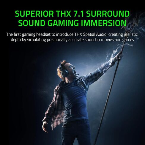 سماعة الألعاب Razer Kraken Tournament Edition THX 7.1 بصوت محيطي: ميكروفون قابل للسحب لإلغاء الضوضاء - USB DAC - لأجهزة الكمبيوتر الشخصية، PS4، PS5، Nintendo Switch، Xbox One، Xbox Series X & S، الهاتف المحمول - أسود in Kuwait