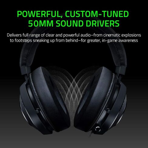 سماعة الألعاب Razer Kraken Tournament Edition THX 7.1 بصوت محيطي: ميكروفون قابل للسحب لإلغاء الضوضاء - USB DAC - لأجهزة الكمبيوتر الشخصية، PS4، PS5، Nintendo Switch، Xbox One، Xbox Series X & S، الهاتف المحمول - أسود in Kuwait