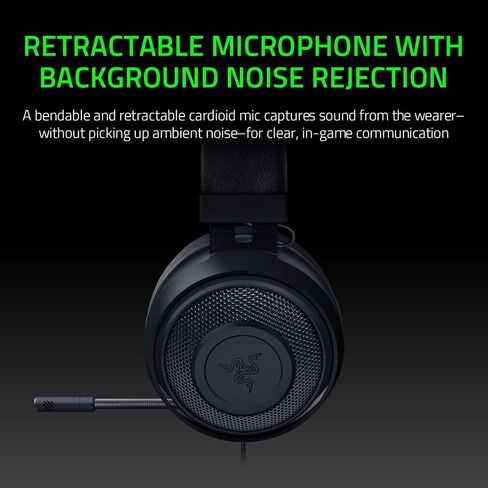 سماعة الألعاب Razer Kraken Tournament Edition THX 7.1 بصوت محيطي: ميكروفون قابل للسحب لإلغاء الضوضاء - USB DAC - لأجهزة الكمبيوتر الشخصية، PS4، PS5، Nintendo Switch، Xbox One، Xbox Series X & S، الهاتف المحمول - أسود in Kuwait