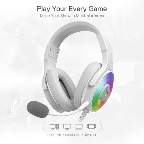 Redragon H350 RGB Wired Gaming Headset, Dynamic RGB Backlight - Stereo Surround-Sound - 50MM Drivers - Detachable Microphone, Over-Ear Headphones Works for PC/PS4/XBOX One/NS in Kuwait