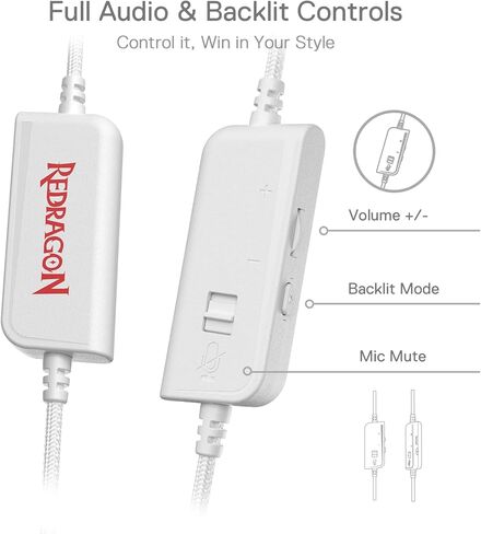 Redragon H350 RGB Wired Gaming Headset, Dynamic RGB Backlight - Stereo Surround-Sound - 50MM Drivers - Detachable Microphone, Over-Ear Headphones Works for PC/PS4/XBOX One/NS in Kuwait