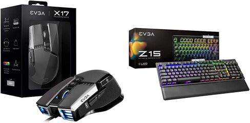 ماوس ألعاب EVGA X17، سلكي، رمادي، لوحة مفاتيح ألعاب Z15 RGB قابلة للتخصيص، LED بإضاءة خلفية RGB، مفاتيح Kaihl Speed ​​برونزية ميكانيكية قابلة للتبديل السريع (Clicky)، 822-W1-15US-KR in Saudi Arabia