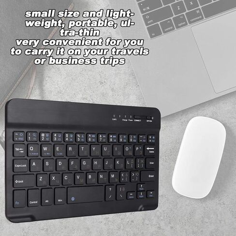 توسوني كيبورد USB مع اللغة الانجليزية الروسية، كيبورد كمبيوتر لاسلكي رفيع 7 انش قابل لاعادة الشحن، كيبورد بلوتوث لنظام اندرويد لنظام ويندوز واي او اس in Kuwait