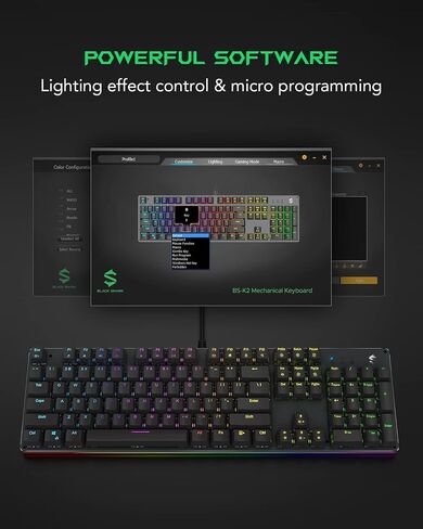 بلاك شارك مجموعة مفاتيح ميكانيكية باضاءة خلفية LED RGB مع مفتاح احمر ومينا اوامر وماكرو قابل للبرمجة، 104 مفتاح بخاصية الاستجابة لضربات مفاتيح متعددة لكتابة الالعاب in Saudi Arabia