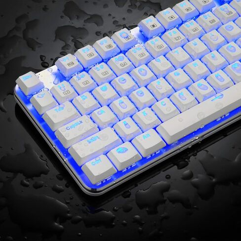 EagleTec KG051-BR لوحة مفاتيح ميكانيكية للألعاب، منخفضة الوضوح، 104 مفتاح بالحجم الكامل مع مفاتيح الكرز MX بنية للكمبيوتر الشخصي (خلفية LED بيضاء زرقاء) in Kuwait