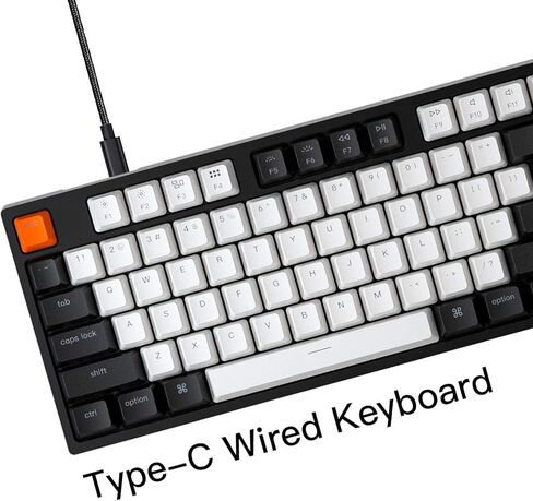 لوحة المفاتيح الميكانيكية السلكية Keychron C1 Mac Layout، Gateron G Pro Red Switch، Tenkeyless 87 Keys ABS keycaps لوحة مفاتيح الكمبيوتر لأجهزة الكمبيوتر المحمول التي تعمل بنظام Windows PC، إضاءة خلفية بيضاء، كابل USB-C من النوع C in Kuwait