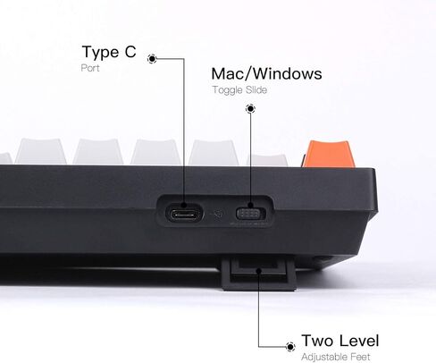 لوحة المفاتيح الميكانيكية السلكية Keychron C1 Mac Layout، Gateron G Pro Red Switch، Tenkeyless 87 Keys ABS keycaps لوحة مفاتيح الكمبيوتر لأجهزة الكمبيوتر المحمول التي تعمل بنظام Windows PC، إضاءة خلفية بيضاء، كابل USB-C من النوع C in Kuwait