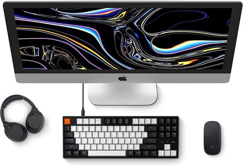 لوحة المفاتيح الميكانيكية السلكية Keychron C1 Mac Layout، Gateron G Pro Red Switch، Tenkeyless 87 Keys ABS keycaps لوحة مفاتيح الكمبيوتر لأجهزة الكمبيوتر المحمول التي تعمل بنظام Windows PC، إضاءة خلفية بيضاء، كابل USB-C من النوع C in Kuwait