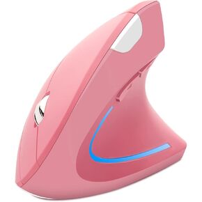 CHUYI Ergonomic Vertical Wireless Mouse 6 Buttons Optical and Portable Office Cordless Mice with a USB Receiver for PC Computer Laptop for Large Right Hand (Pink) in Kuwait