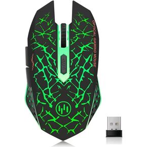 VEGCOO C12 Wireless Gaming Mouse,Rechargeable Mice Silent Click Cordless Mouse with 6 Buttons PC Gaming Mice Advanced Technology with 2.4GHZ Up to 2400DPI for PC Laptop (Red) in Kuwait