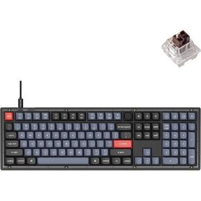 Keychron V6 Wired Custom Mechanical Keyboard Knob Version, Full-Size QMK/VIA Programmable with Hot-swappable Keychron K Pro Brown Switch Compatible with Mac Windows Linux (Frosted Black-Translucent) in Saudi Arabia
