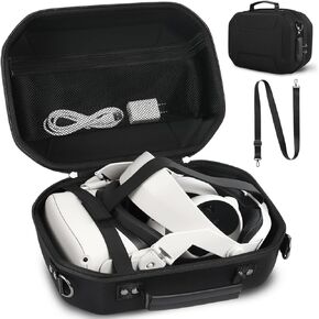 شنطة حمل صلبة مع قفل متوافقة مع اوكولوس كويست 2 بيسك/ايليت الاصدار الاساسي واجهزة التحكم باللمس وغيرها من الاكسسوارات، حافظة كويست 2 مع حزام كتف مناسبة للسفر والتخزين المنزلي in Kuwait