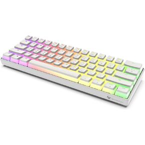 لوحة مفاتيح GK GAMAKAY MK61 RGB Pudding، 61 مفتاحًا Gateron Optical Switch PBT Pudding Keycaps، لوحة مفاتيح ألعاب سلكية مدمجة للغاية بإضاءة خلفية قابلة للتبديل السريع لألعاب Windows Mac PC (مفتاح بني، أسود)