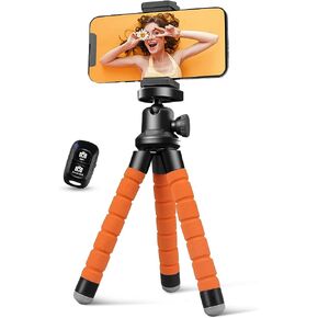 Aureday Phone Tripod, Flexible Tripod for iPhone and Android Cell Phone, Come with Wireless Remote and Clip for Video Recording/Vlogging/Selfie in Saudi Arabia