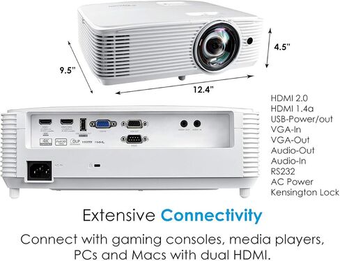 Optoma GT1080HDR – Full HD 1080p Short Throw Projector, 3,800 Lumens, 4K HDR Compatible, Low Input Lag Gaming, Home Entertainment & Golf Simulator Ready in Kuwait