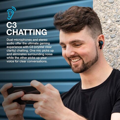 JLab JBuds Air Play Gaming True Wireless Earbuds, 30+ Total Hours of Bluetooth 5 Playtime Super-Low Latency for Mobile Gameplay, Built-in Microphone, Dual Connect, EQ3 Sound / C3 Chatting in Kuwait