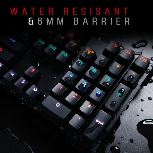 Bloody B720 Light Strike Optical Gaming Keyboard (Smooth/Linear) - Comfort Wrist pad - Faster Than Mechanical - 0.2ms Key Response Neon LED Backlit - Water Resistant [LK Black] in Kuwait