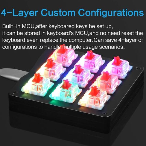 Koolertron Mechanical Numpad Macro Keyboard, 9-Key Numeric Keypad LED Backlit Gaming Keyboard, Fully Programmable Number Pad Keyboard, Computer High Ground Mechanical Macro Number Keypad in Kuwait