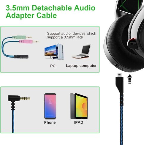 Arctis7 Cord Audio Cable Compatible with SteelSeries Arctis3 Arctis5 Arctis7 Arctis Pro Headphones, 3.5mm Jack Work with PS4, Xbox One, Nintendo Switch, PC - Added Y Mode Exchange PC Audio Cable in Saudi Arabia