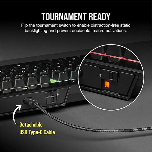 CORSAIR K60 RGB TKL RGB Tenkeyless Optical-Mechanical Wired Gaming Keyboard - OPX Switches - Polycarbonate Keycaps - iCUE Compatible - QWERTY NA Layout - Black in Saudi Arabia