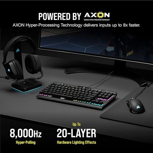 CORSAIR K60 RGB TKL RGB Tenkeyless Optical-Mechanical Wired Gaming Keyboard - OPX Switches - Polycarbonate Keycaps - iCUE Compatible - QWERTY NA Layout - Black in Saudi Arabia