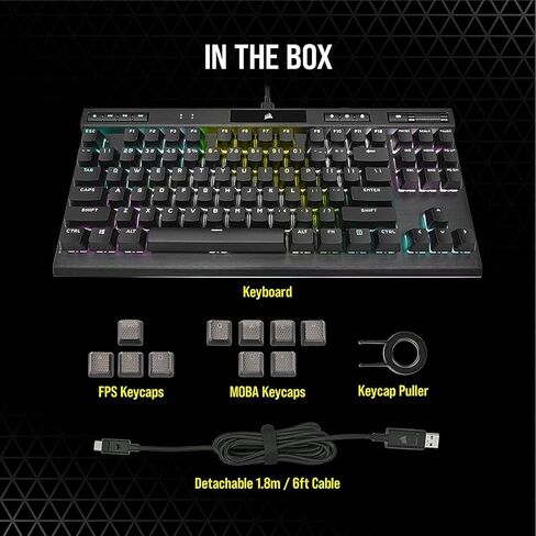 CORSAIR K60 RGB TKL RGB Tenkeyless Optical-Mechanical Wired Gaming Keyboard - OPX Switches - Polycarbonate Keycaps - iCUE Compatible - QWERTY NA Layout - Black in Saudi Arabia