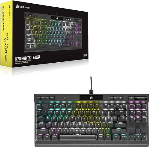 CORSAIR K60 RGB TKL RGB Tenkeyless Optical-Mechanical Wired Gaming Keyboard - OPX Switches - Polycarbonate Keycaps - iCUE Compatible - QWERTY NA Layout - Black in Saudi Arabia